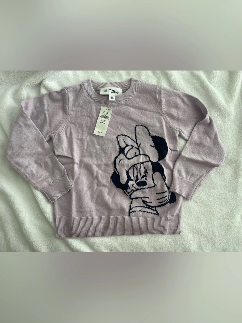 GAP Lilac & Black Minnie Mouse Knit Sweater - Kids